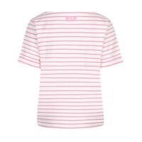 Red Button Terry Stripe Short Sleeve Pink