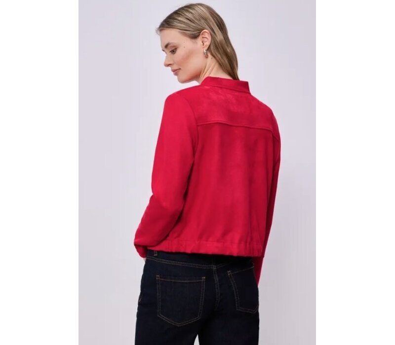 Street One Short Velours Jacket Bomber Collar Salsa Red