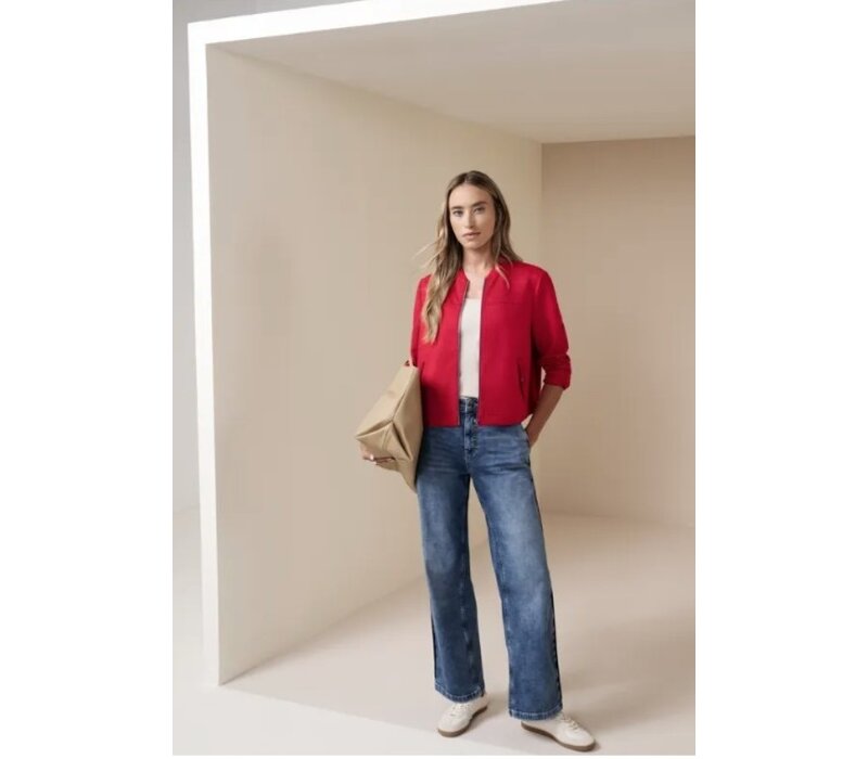 Street One Short Velours Jacket Bomber Collar Salsa Red