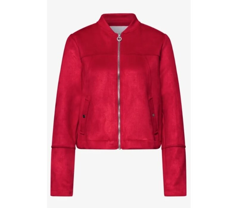 Street One Short Velours Jacket Bomber Collar Salsa Red