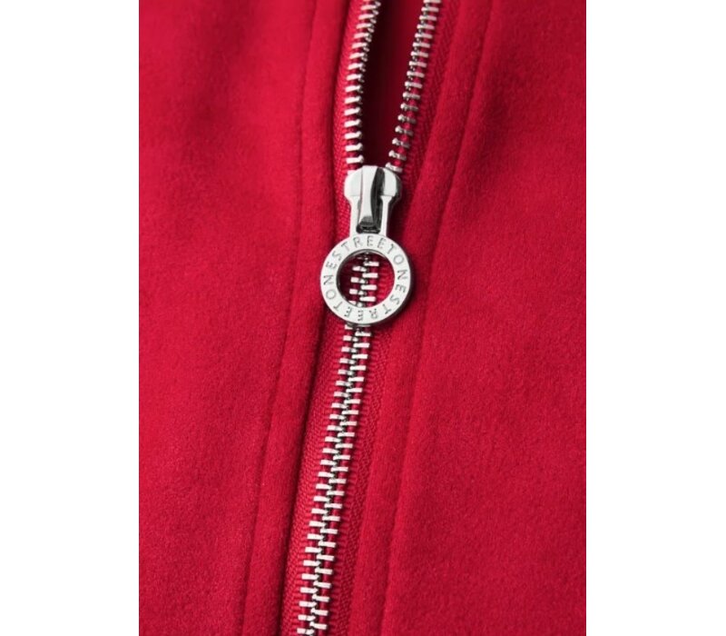 Street One Short Velours Jacket Bomber Collar Salsa Red