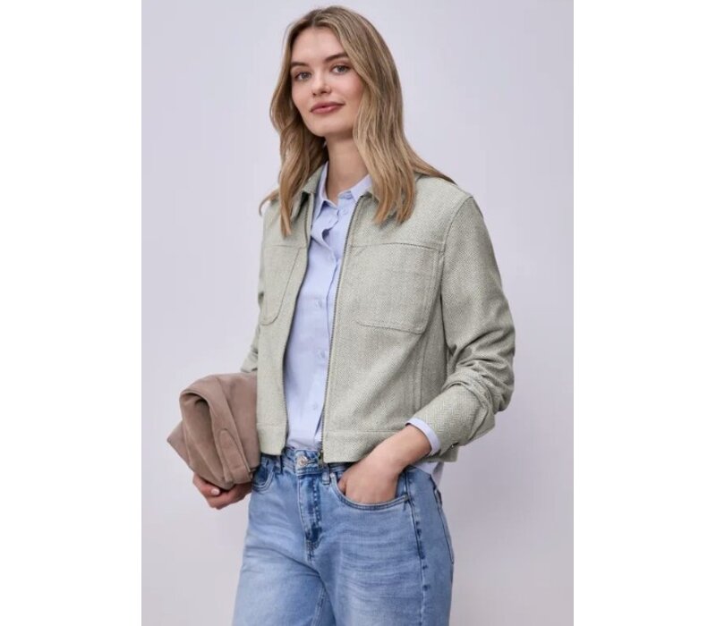 Street One Jacket Fishbone Smoke Beige