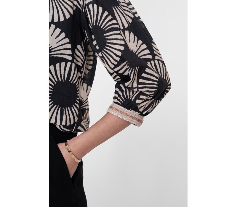 Geisha Blouse Black Ecru