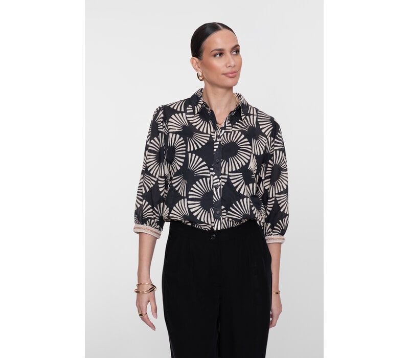 Geisha Blouse Black Ecru