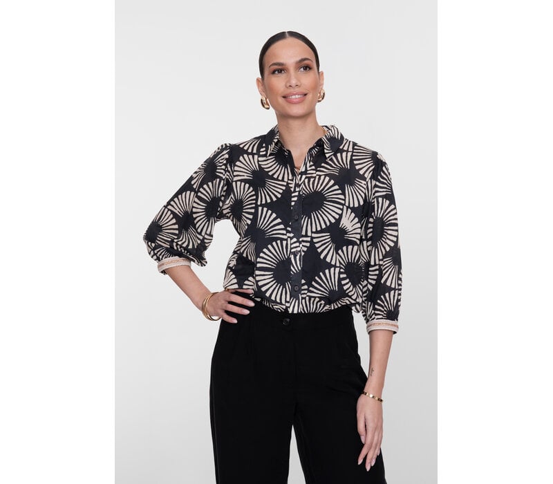 Geisha Blouse Black Ecru