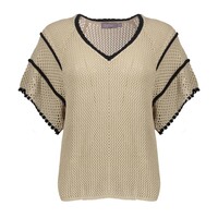 Geisha Pullover Raglan V-Neck Light Sand Black