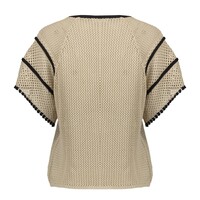 Geisha Pullover Raglan V-Neck Light Sand Black