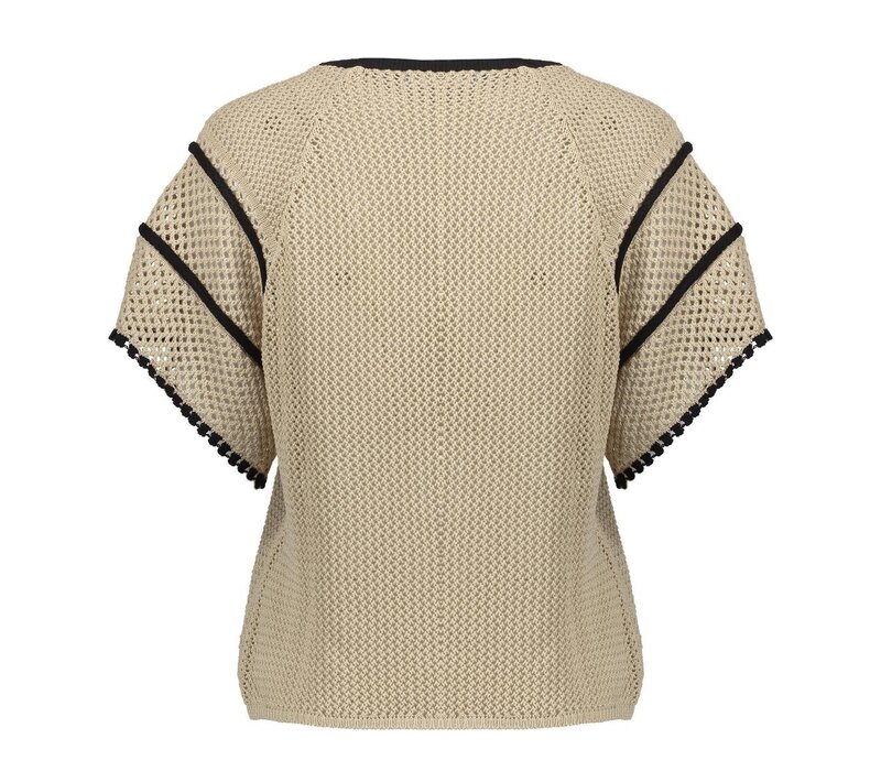 Geisha Pullover Raglan V-Neck Light Sand Black