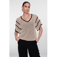 Geisha Pullover Raglan V-Neck Light Sand Black
