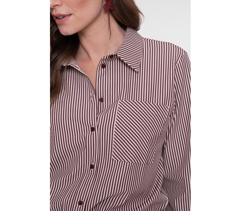 Geisha Blouse Ecru Cherry Red