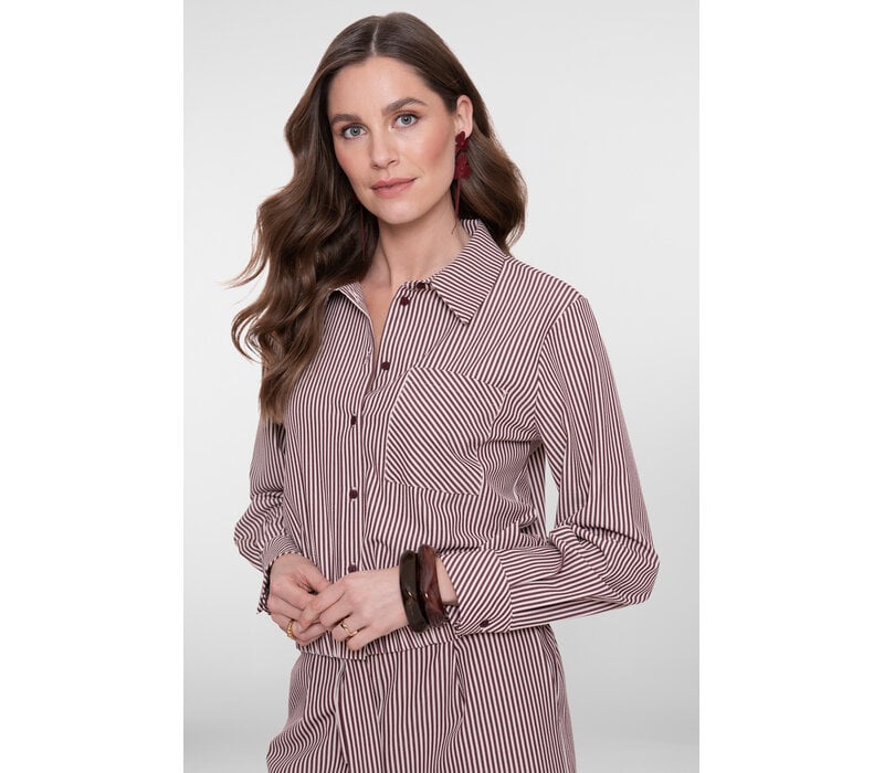 Geisha Blouse Ecru Cherry Red