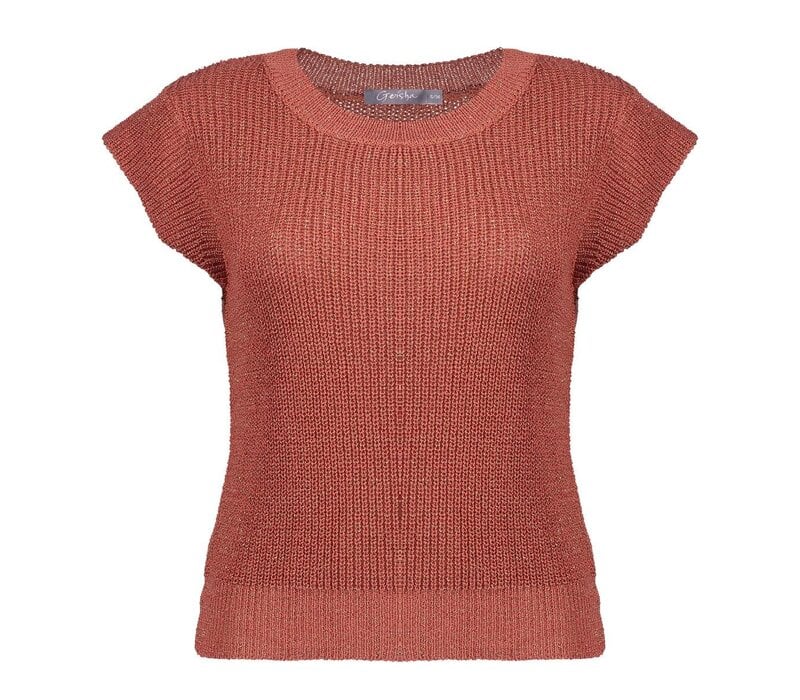 Geisha Pullover Lurex Sleeveless Stone Red Gold