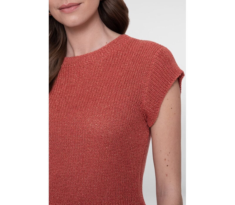 Geisha Pullover Lurex Sleeveless Stone Red Gold