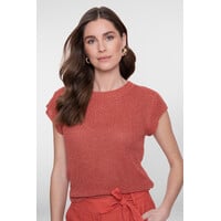 Geisha Pullover Lurex Sleeveless Stone Red Gold
