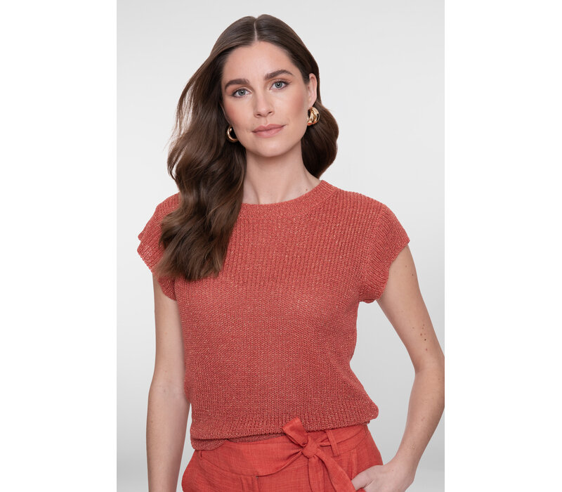 Geisha Pullover Lurex Sleeveless Stone Red Gold