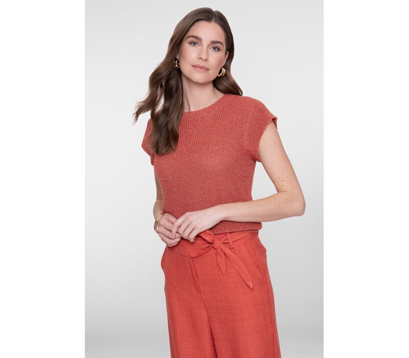 Geisha Pullover Lurex Sleeveless Stone Red Gold