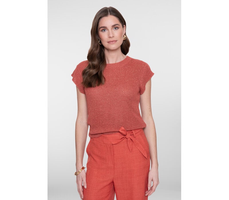 Geisha Pullover Lurex Sleeveless Stone Red Gold