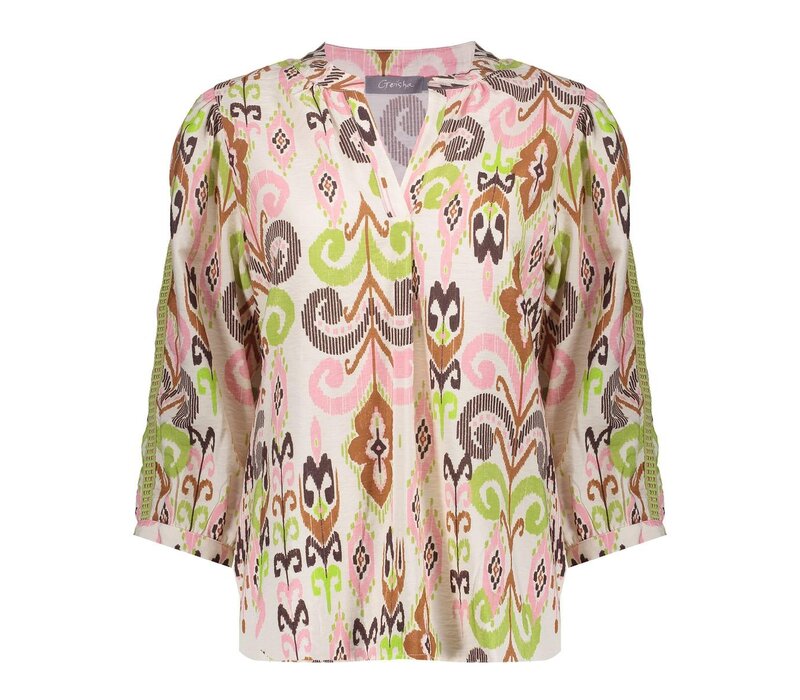 Geisha Blouse Ecru Camel Cactus