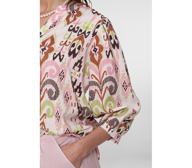 Geisha Blouse Ecru Camel Cactus
