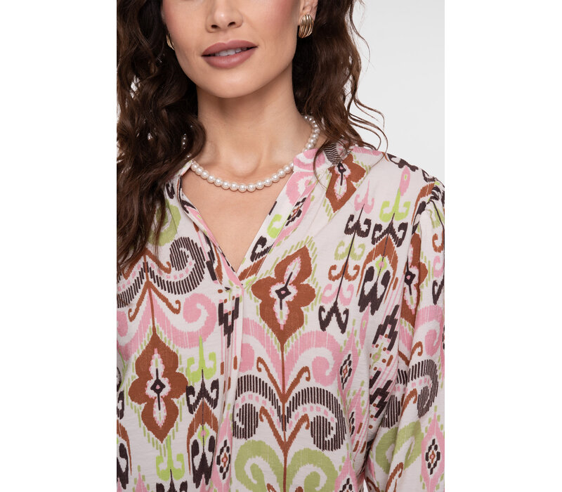 Geisha Blouse Ecru Camel Cactus