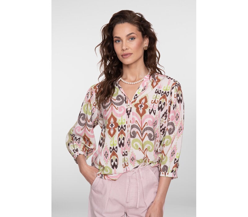 Geisha Blouse Ecru Camel Cactus