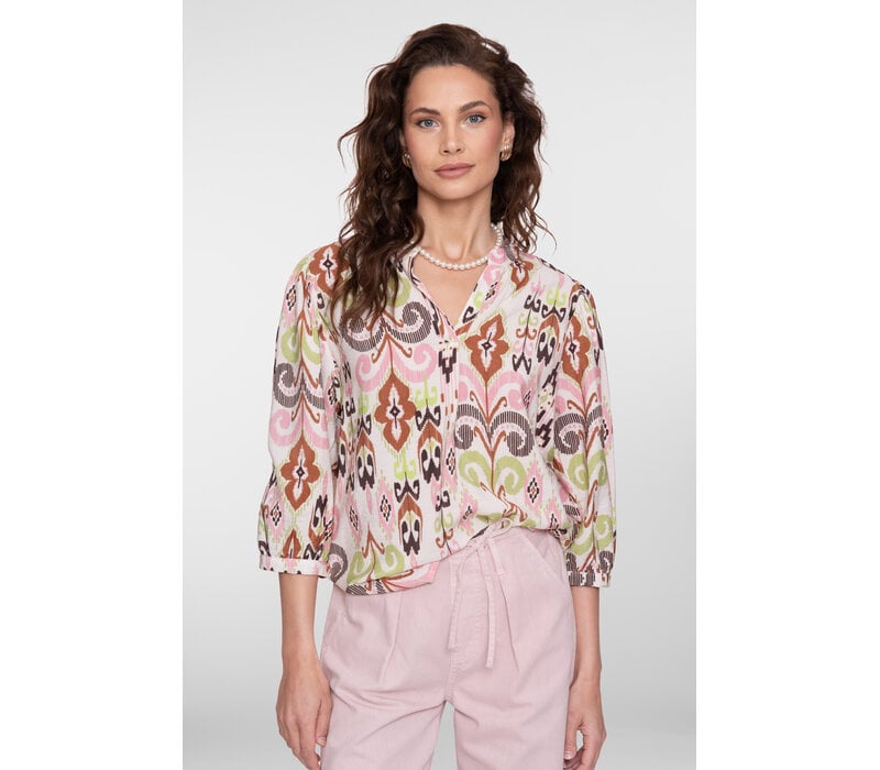 Geisha Blouse Ecru Camel Cactus