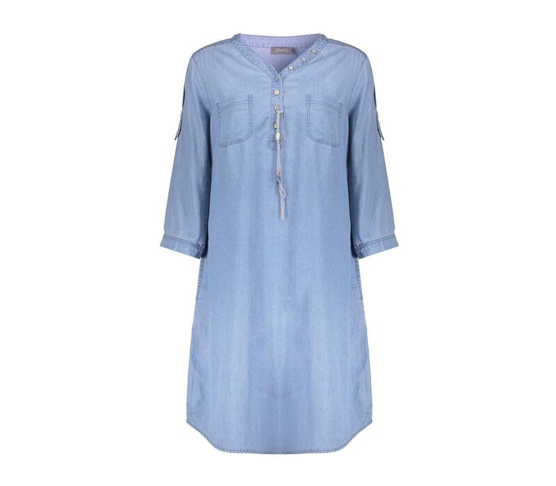 Geisha Dress Lyocell Ropes Bleached Denim