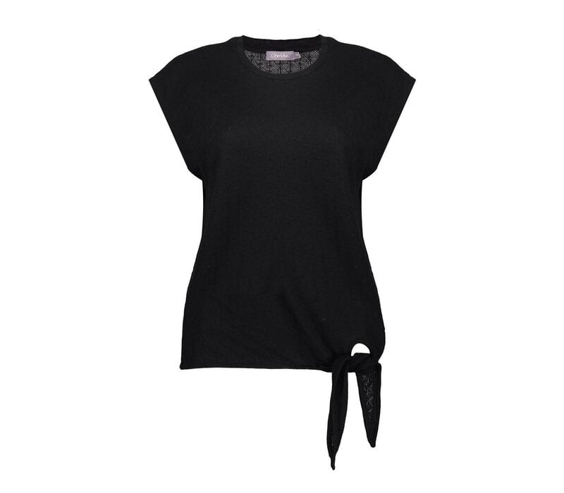 Geisha Top Ajour with Knot Black