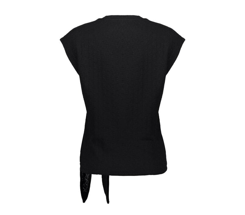 Geisha Top Ajour with Knot Black