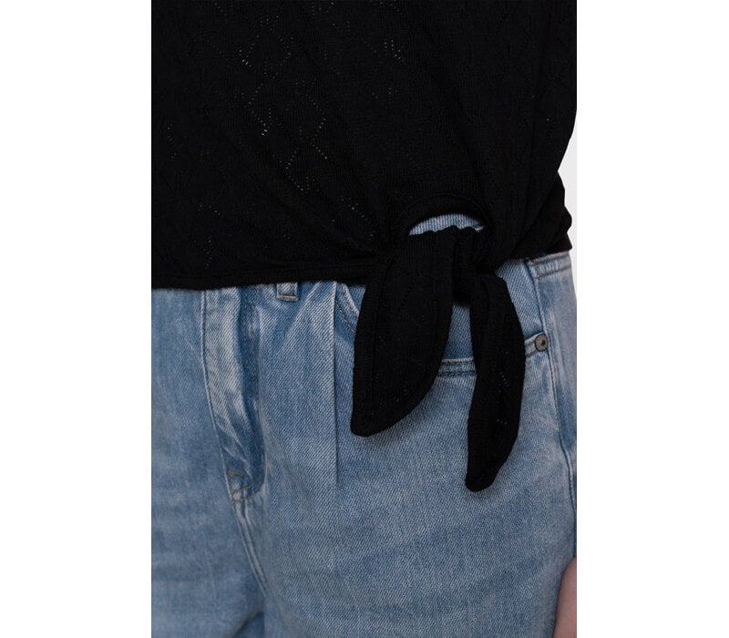 Geisha Top Ajour with Knot Black
