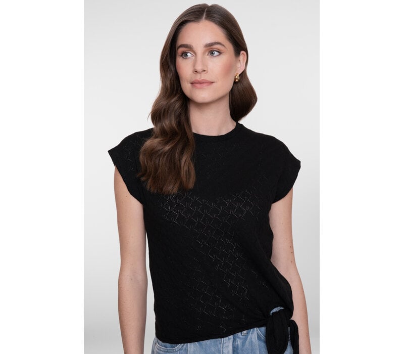Geisha Top Ajour with Knot Black