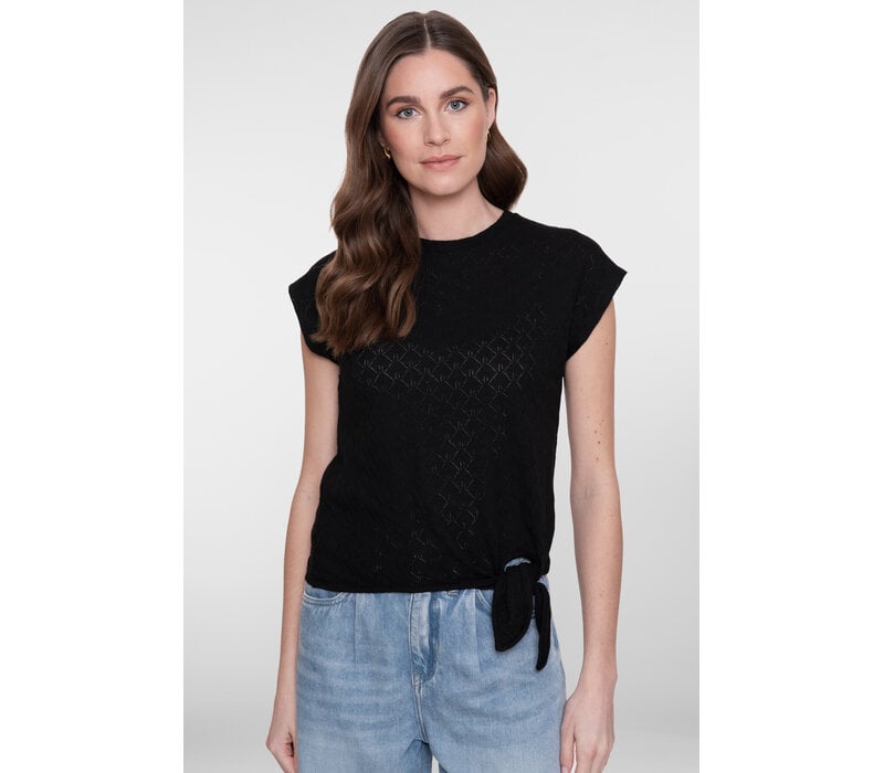 Geisha Top Ajour with Knot Black