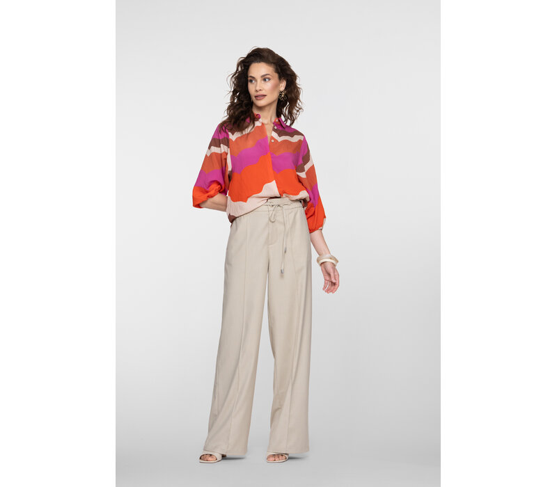 Geisha Blouse Ecru Brown Cassis