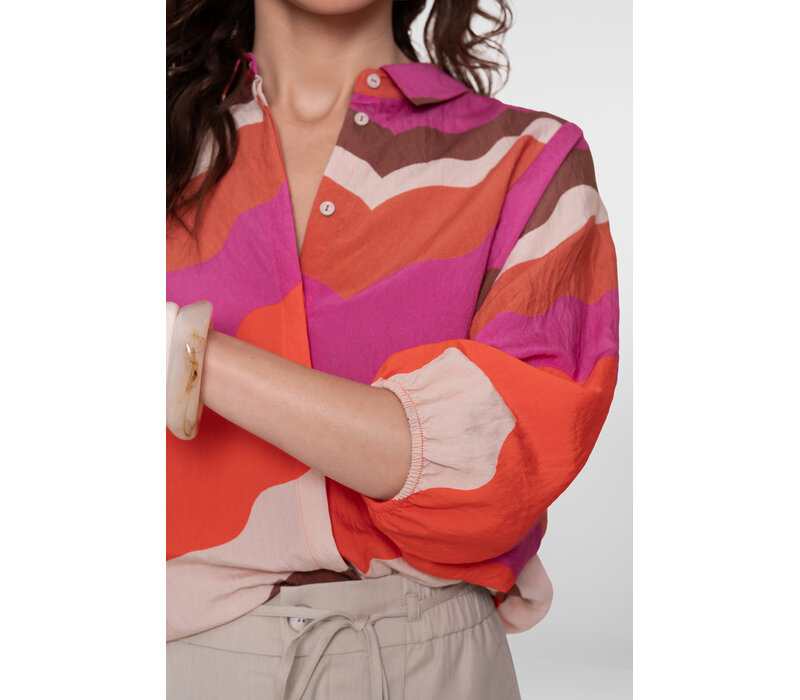 Geisha Blouse Ecru Brown Cassis