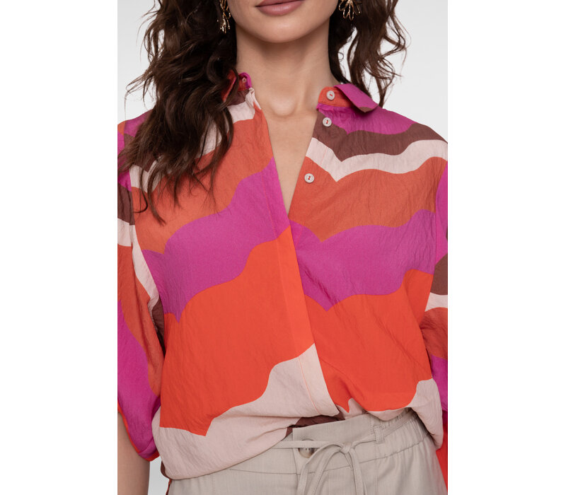 Geisha Blouse Ecru Brown Cassis