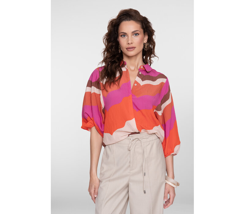 Geisha Blouse Ecru Brown Cassis