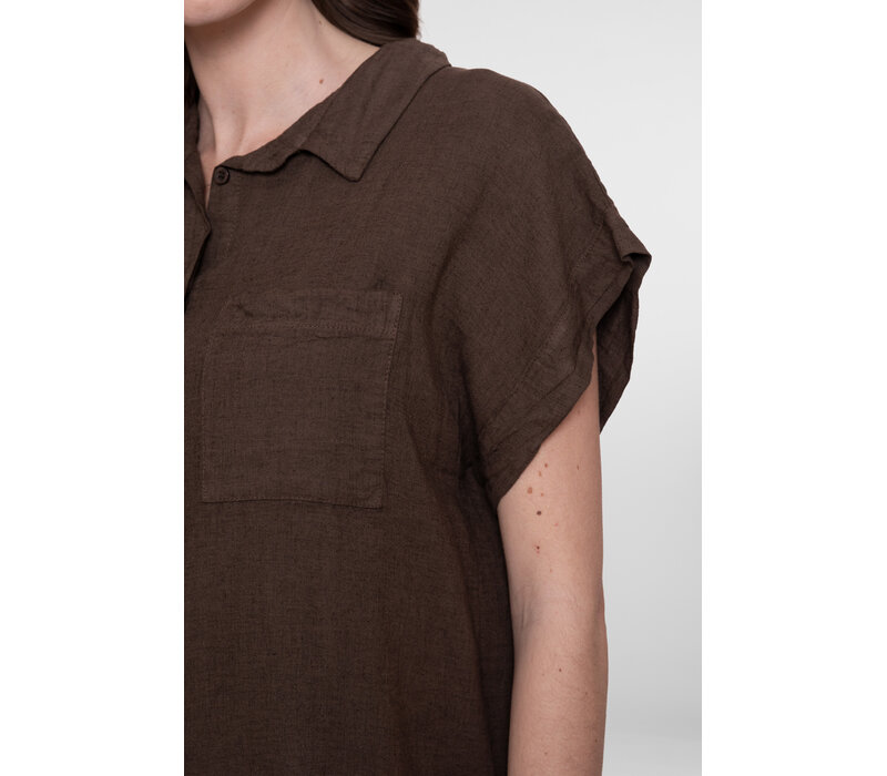 Geisha Blouse Linen Brown