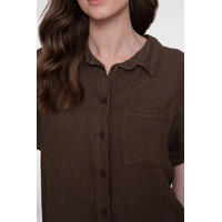 Geisha Blouse Linen Brown