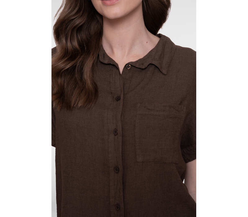 Geisha Blouse Linen Brown