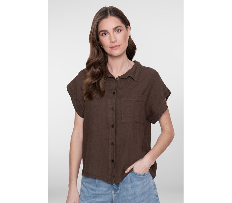 Geisha Blouse Linen Brown