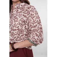 Geisha Blouse Ecru Cherry Red
