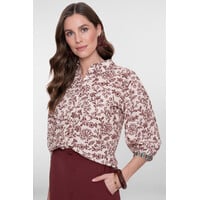 Geisha Blouse Ecru Cherry Red