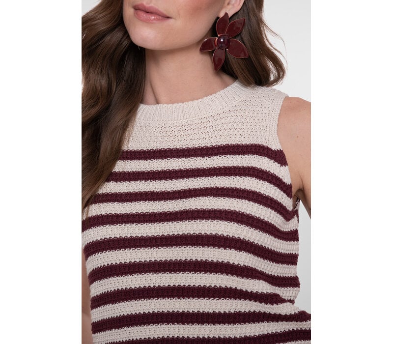 Geisha Spencer Striped Off White Cherry Red