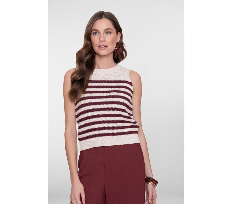 Geisha Spencer Striped Off White Cherry Red