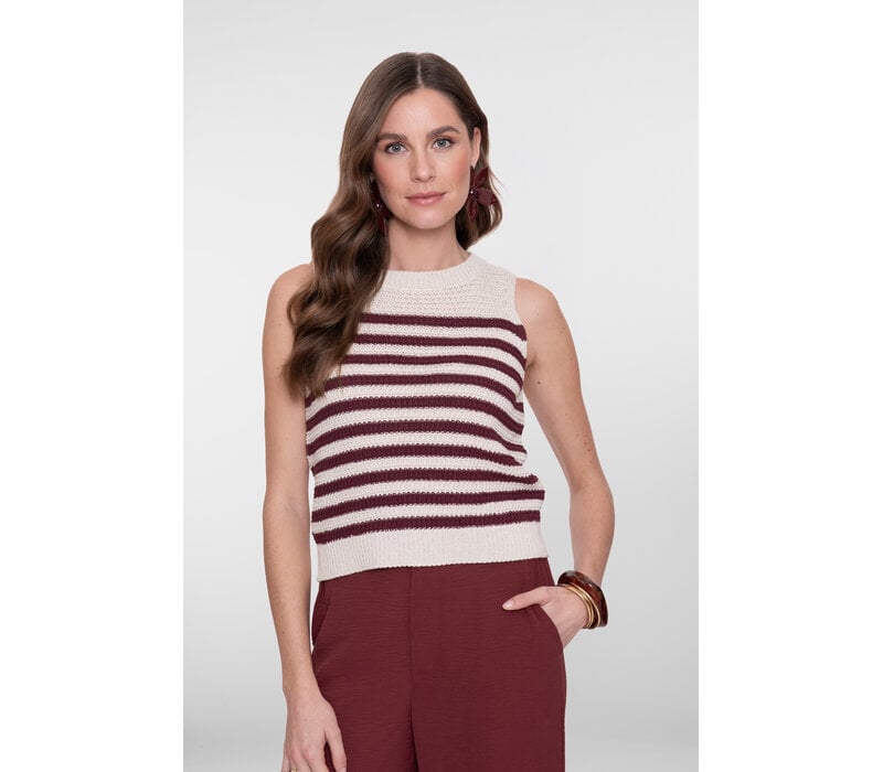 Geisha Spencer Striped Off White Cherry Red