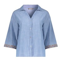 Geisha Blouse Chambray with Tape Jeansblue