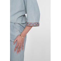 Geisha Blouse Chambray with Tape Jeansblue