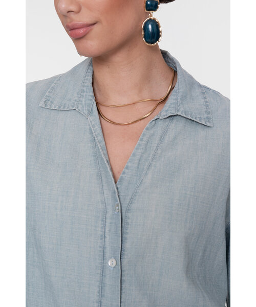 Geisha Geisha Blouse Chambray with Tape