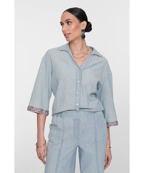 Geisha Geisha Blouse Chambray with Tape