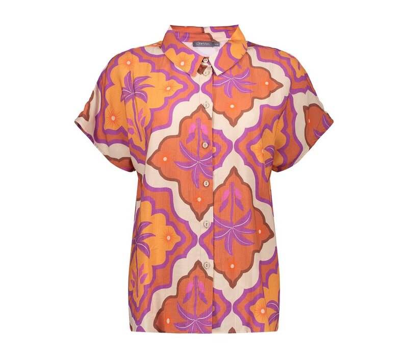 Geisha Blouse Ecru Mango Purple